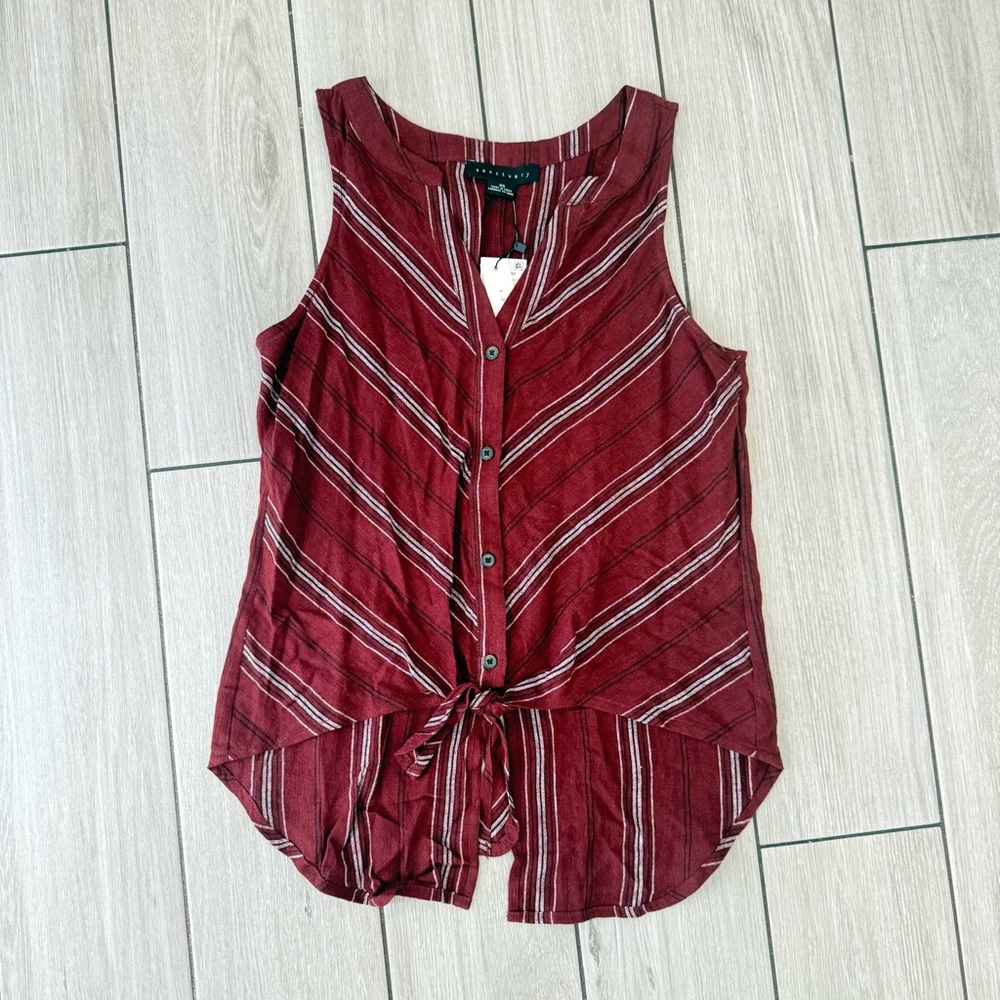 Sanctuary Burgundy Striped Tank Top